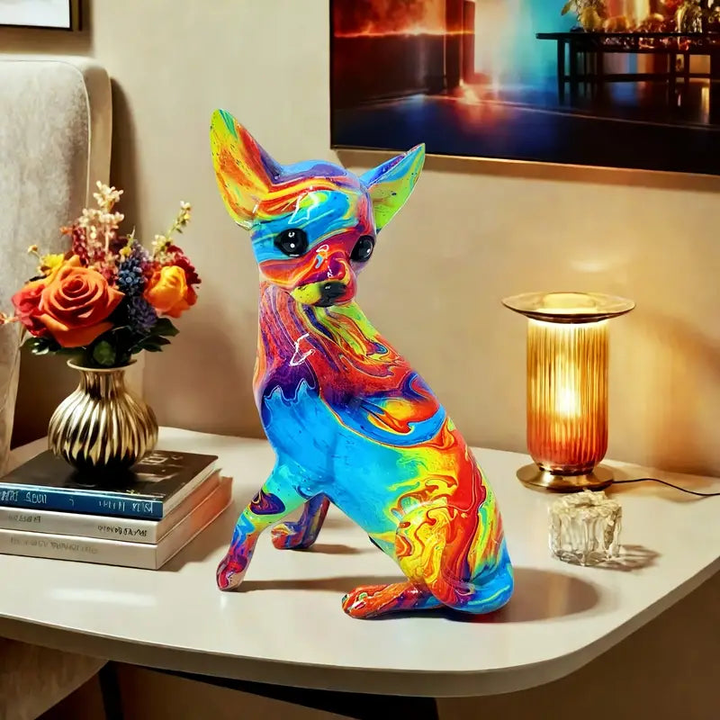 Chihuahua galda lampa no vibrējošām sveķiem